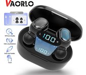 VAORLO E7S TWS auriculares inalámbricos Mini auriculares estéreo música IPX4 auriculares deportivos impermeables pantalla LED digital para todos los teléfonos inteligentes negro