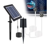Aireador solar para estanque con bomba de aire, 3 modos, bomba de oxígeno de aire de 4W con tubería, 2 piedras de burbujas de aire, sin ruido negro