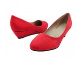 ¿Dónde está eso de los zapatos de corte de cuña baja con plataforma de gamuza Kieran para mujer/señoras? 3 UK rojo
