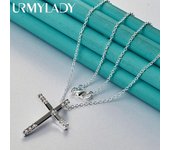 URMYLADY-collar con colgante de circonita AAAAA para mujer, de Plata de Ley 925, joyería de moda de compromiso de boda 45cm
