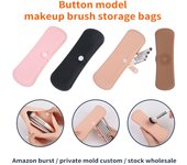 Estuche de viaje para brochas de maquillaje, portátil, de silicona, compacto One Size caqui