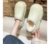 Zapatos de algodón para mujer, zapatillas de invierno nuevas, bonitas, para interior y exterior, con suela gruesa, cálidas, de felpa, antideslizantes, impermeables y casuales para hombre. 36-37 marrón oscuro