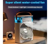 Ventilador de aire acondicionado portátil, minienfriador de aire evaporativo con luz LED de 7 colores, temporizador de 1/2/3 H, 3 velocidades de viento y 3 modos de pulverización blanco