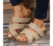 Sandalias de corcho con plataforma plana de moda para mujer, verano 2024, zapatillas tipo zuecos de plataforma antideslizantes, zapatillas de mujer con suela gruesa para exteriores, zapatos para mujer 35 café