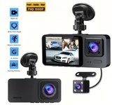 Grabadora de conducción de 3 canales DVR para automóvil Cámara de visión delantera y trasera Grabadora de video WIFI Versión nocturna Grabadora de conducción para automóvil con cámara de tablero de monitoreo de estacionamiento 3 Channel Car DVR