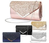 Bolso de noche para mujer, bolso de mano para fiesta, bolso de mano para boda, fiesta, graduación, cartera con cadena azul ultramarino