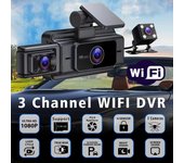 Cámara DVR para salpicadero de coche, Wifi 2/3, FHD 1080P, lente de 3 canales, grabadora de vídeo para interior, caja negra, visión nocturna excepcional. 2 Lens