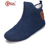 YRZL - Nuevos zapatos de algodón para hombre, para otoño e invierno, suaves y cómodos, mocasines, cálidos, antideslizantes, de alta calidad 39 negro