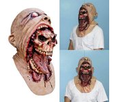 Cara de fusión de látex para adultos, máscara de zombi sangriento, disfraz de utilería de Cosplay aterrador para Halloween beige
