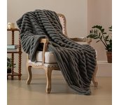 Manta de franela AC de verano gruesa de felpa de doble cara con textura a rayas de color sólido para oficina 70cm color rosa