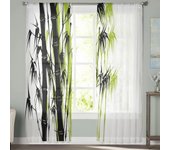 Cortinas transparentes de bambú verde, cortinas de gasa para dormitorio, sala de estar, cortinas transparentes para ventana, cortinas de tul para cocina 135W x 114H(cm)