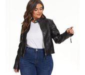 Chaqueta de cuero Pu para primavera y otoño para mujer, chaqueta informal ajustada de piel sintética suave, abrigo para mujer, ropa de calle básica S negro
