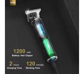 Cortadora de pelo eléctrica 2 en 1, kit de cuidado de barba, recortadora de vello nasal, afeitadora de pelo con cabezal de aceite retro, USB negro