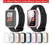 Protector de pantalla inteligente, carcasa protectora de cubierta completa para Xiaomi Band 8 Active/Redmi Smart Band 2 transparente