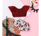 Mono de verano para bebés recién nacidos, de algodón y lino, con lazo floral 90 rojo