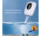 Bomba de aire para acuario, bomba de oxígeno recargable por USB, burbujeador para pecera, litio de alta capacidad de 4800mAh 2600mAh blanco