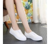 Zapatos de lona para mujer, zapatos planos informales con cordones en forma de corazón, zapatos de primavera/otoño para mujer, zapatillas blancas de diseñador 4 blanco