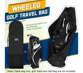 Bolsa de viaje de golf con ruedas Bolsa de viaje de golf con ruedas para exteriores Shoulder Bag negro