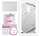 apgo Protective Skin Sticker for the back+sides compatible with OnePlus 8, Full Wrap Film, Foil, Vinyl - Pattern White Marble