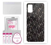 apgo Protective Skin Sticker for the back compatible with Samsung Galaxy A41, Wrap Film, Foil, Vinyl - Pattern Carbon Black Pixel