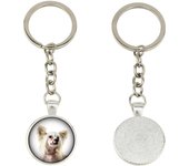 Chinese Crested Dog, Puff - keychain in a box, own photo, keychain pendant from Art-Dog brand plata