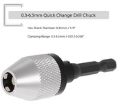 Mini amoladora eléctrica portátil de 0,3-6,5 mm, portabrocas de cambio rápido con vástago hexagonal de 6,35 mm y 1/4