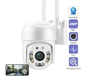 2024 Nuevo HD 1080P 5MP PTZ Wifi Cámara IP Cámara de seguridad Audio inalámbrico Exterior Impermeable IR Visión nocturna Video Cámara de vigilancia CCTV EU Plug blanco