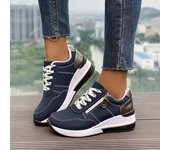 Zapatillas de deporte de moda para mujer, zapatos deportivos informales con plataforma y cordones, zapatos de caña baja 36 negro