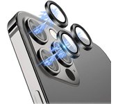 Protector de lente de cámara de lujo para iPhone15 14 13 Pro 12 Pro Max/12 Pro/12/12 Mini/11 Pro Max/11 Pro/11 HD Funda de cubierta de pantalla de lente de película de vidrio templado iPhone 11 negro
