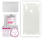 apgo Protective Skin Sticker for the back+sides compatible with Huawei P20 lite, Full Wrap Film, Foil, Vinyl - Pattern White Fabric