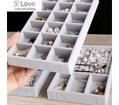 Caja organizadora de exhibición de joyas de terciopelo portátil de moda, caja organizadora, bandeja, soporte para aretes, estuche de almacenamiento para joyas, vitrina