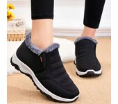Zapatos de tela de invierno, zapatos de algodón para hombres con calidez de terciopelo para papás de mediana edad/ancianos, botas de algodón antideslizantes resistentes al desgaste con suela de tendón de toro 36 negro