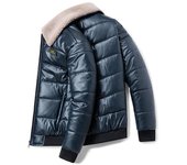 Nueva chaqueta gruesa de cuero para hombre, ropa de algodón y cuero, cuello de pelo para hombre, tendencia coreana, abrigo de invierno para hombre M
