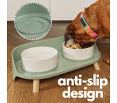 Cuencos de comida para gatos Cuencos dobles para perros con soporte con diseño antiderrames Cuenco de agua antivómitos para gatos y perros con 3 alturas ajustables blanco