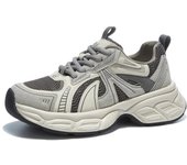 Zapatos de primavera y verano 2025 para mujer, zapatillas de deporte de moda, zapatos de malla transpirables, suela plana y gruesa de 5 cm, zapatillas de marca para mujer. 35 gris