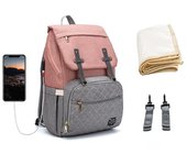 Bolso y mochila para mujer Bolsa de pañales Multifunción Bolsa de pañales de gran capacidad Organizador Banco de energía USB Bolsa de mamá impermeable Bolsa de cochecito para cuidado del bebé One Size