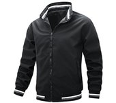 Chaqueta informal con cuello levantado para hombre, chaqueta a rayas a la moda, color a juego, otoño e invierno M blanco