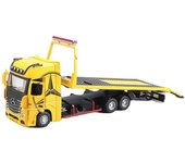 Remolque de plataforma plana de aleación de gran tamaño Benz 1/24, modelo de metal pesado, semirremolque, vehículo de transporte, camión, modelo de coche, sonido y luz, juguete de regalo para niños blanco