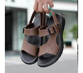Sandalias de verano para hombre, nuevas sandalias de piel sintética para hombre, zapatos de playa de suela gruesa para adultos, sandalias antideslizantes con punta abierta 38