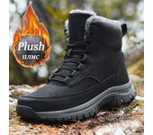 Nuevas botas de nieve de invierno para hombre, zapatillas de cuero impermeables, botas súper cálidas para hombre, botas de senderismo para exteriores para hombre, zapatos de trabajo, talla 39-48 39 caqui