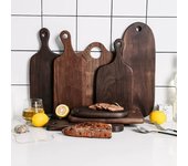 Cubiertos y platos japoneses de madera, plato para pizza de madera maciza de nogal negro, juego de platos para comedor de cocina, plato para carne de madera