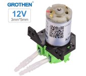GROTHEN DC 12V Bomba dosificadora Bomba peristáltica Mini bomba de líquido de agua 3mmX5mm verde