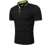 Polo de manga corta de verano para hombre, Polos de algodón informales sólidos, Tops para hombre, ropa de moda para hombre M negro
