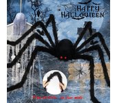Decoraciones de arañas para festivales, telarañas peludas realistas, accesorios decorativos aterradores para interiores, 125cm Spider negro
