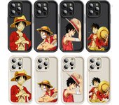 Funda D-26 de One Piece Luffy para iPhone 15, 14, 13, 12 y 8 Plus, Samsung S24, S23 Ultra, A04S, A05S, Huawei P40, P50, P60, Nova 11 Pro Max, OPPO A17K y Reno 10 Samsung A12 cuero de búfalo