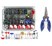 Kit de Accesorios de Pesca 228PCS y Alicates de Pesca de Agua Salada Incluye Flotadores Esféricos Señuelo de Mar 228PCS