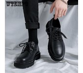 Botas de estilo británico antideslizantes e impermeables para hombre, zapatos de negocios para boda y novio, zapatos casuales de cuero transpirables para hombre 39 negro