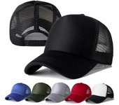 Gorra unisex informal de malla lisa, gorra de béisbol ajustable, sombreros Snapback para mujeres y hombres, gorra de camionero de Hip Hop 54cm-60cm blanco negro