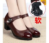 Zapatos de mamá cómodos de suela suave para mujer, sandalias de baile con un botón para primavera y otoño, para ir de compras por la calle y el ocio, 2024 35 rojo