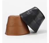 Sombrero de pescador de cuero sintético, estilo retro urbano para hombre y mujer, sombrero de lavabo Black
